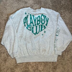 PLAYBOY Gray and Green Crewneck Sweater
